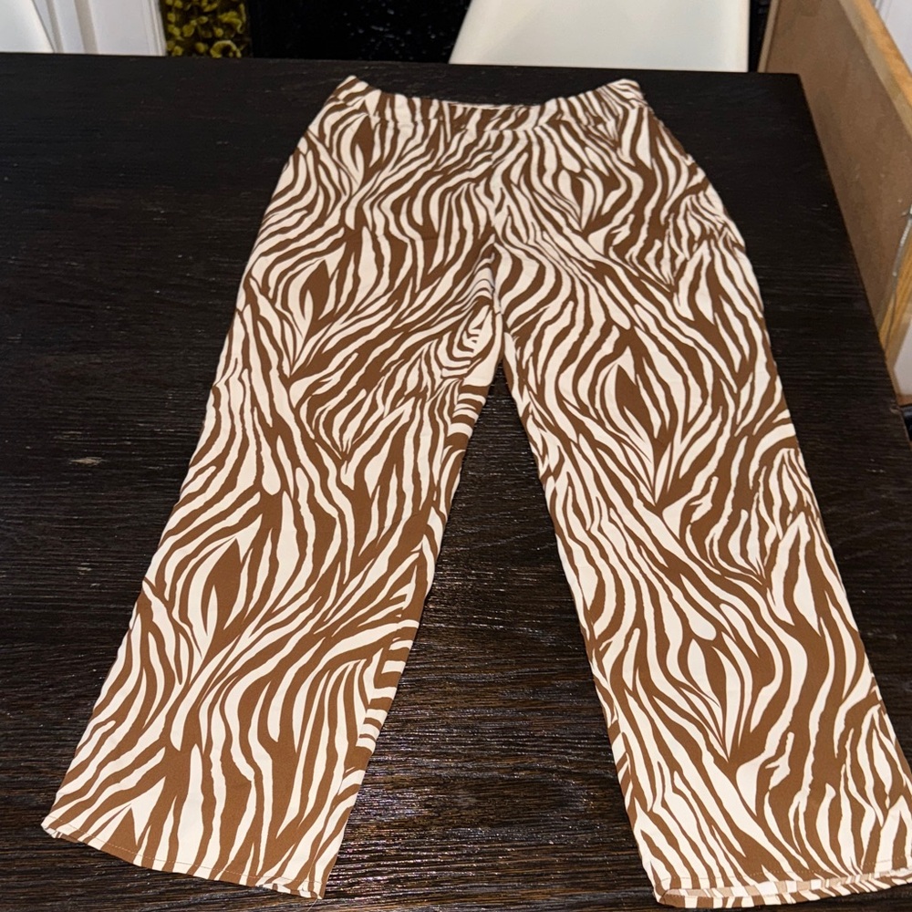 Le Lis Brown and White Zebra Print Pants
